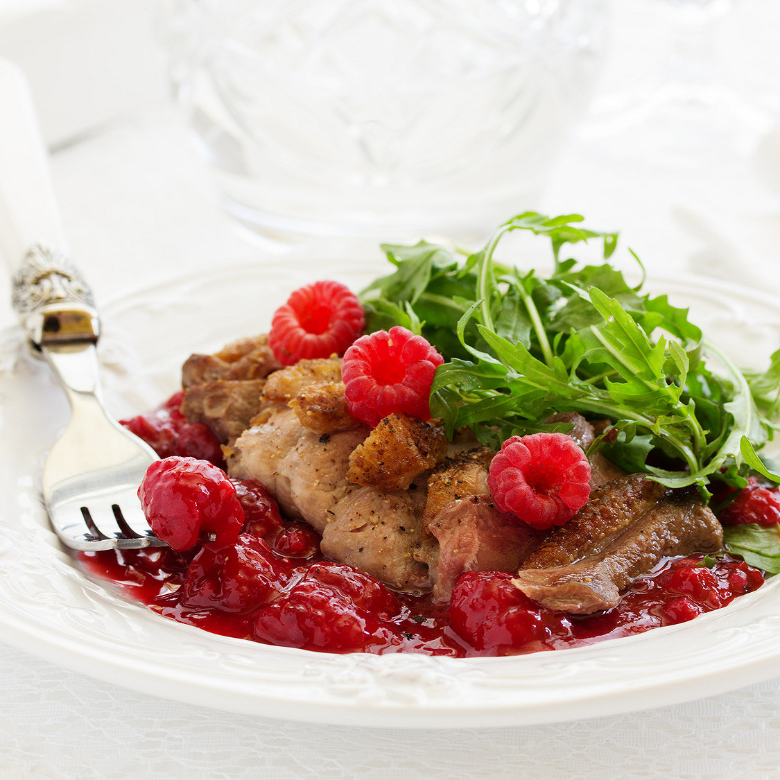 Aiguillettes de canard au vinaigre de framboise
