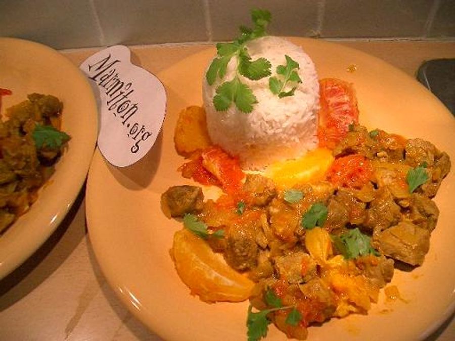 Agneau au curry et au pamplemousse