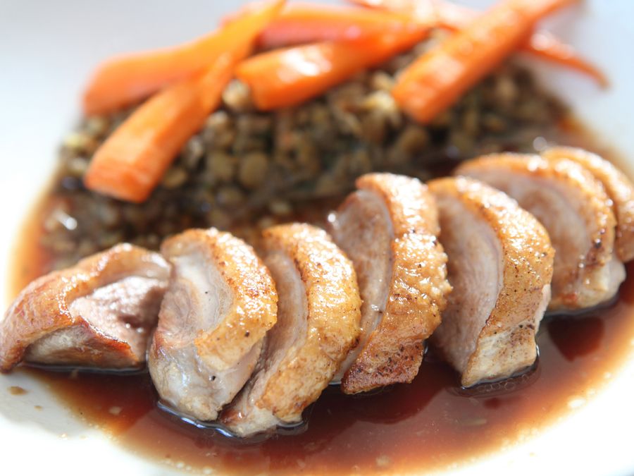 Aiguillettes de canard à l'orange